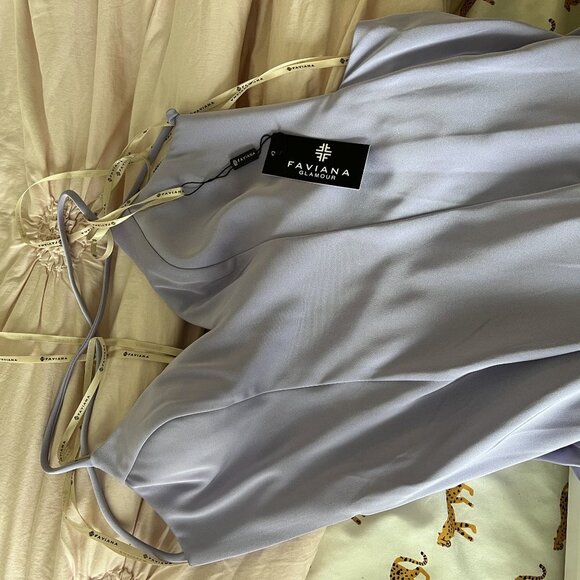 NWT Faviana S10659 Prom Dress Stretch Faille Satin Lavender Size 2 - Picture 5 of 8